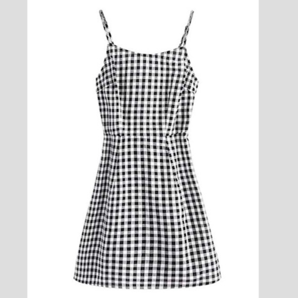 Mini Spaghetti Strap Gingham Dress